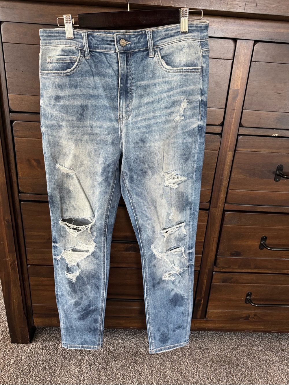 Distressed Light Blue Ripped Jeans